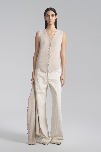 Cashmere and silk button-down vest