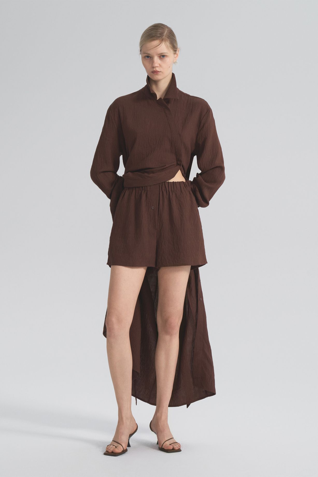 Shirt dress and shorts
