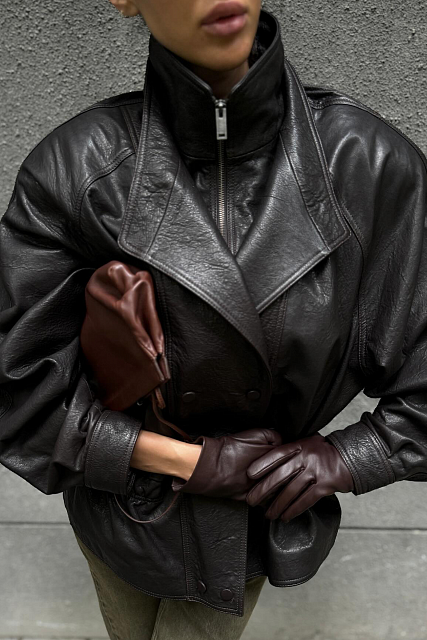 A jacket in the style of the 80s made of vintage leather