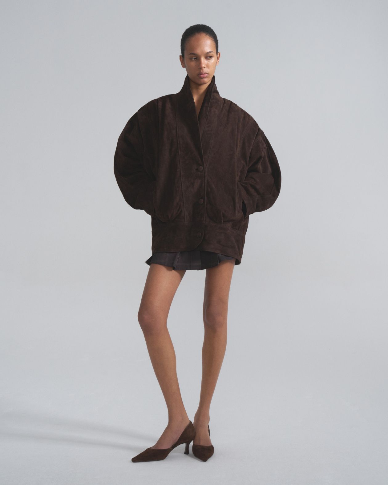 Voluminous suede jacket