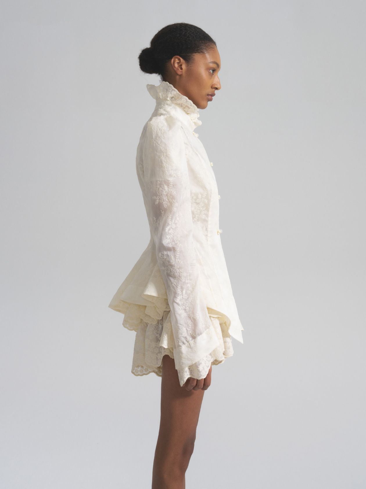 Giselle blouse-jacket with openwork embroidery
