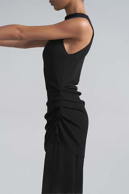 Asymmetrical silk vest dress